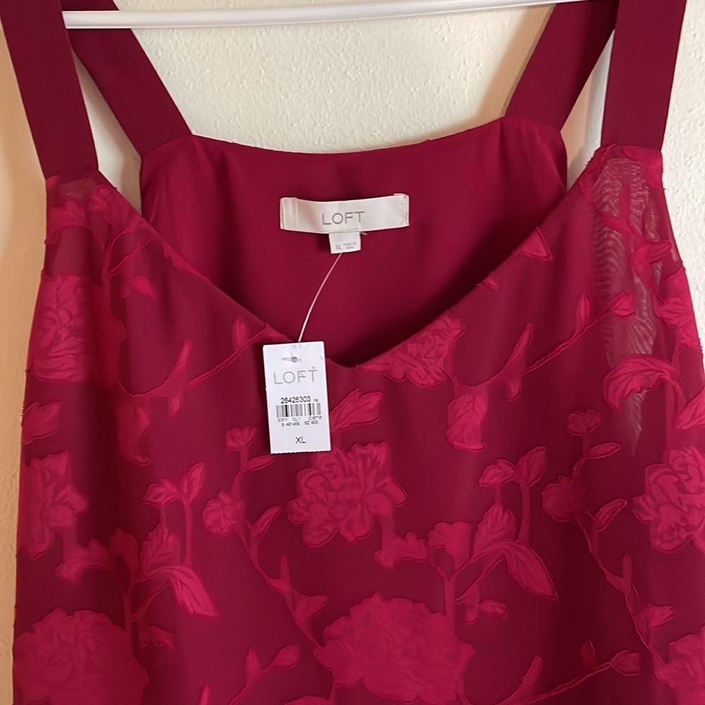 NWT, LOFT, XL, Beautiful burgundy cami, easy fit, wear alone or with a cardigan. - Picture 2 of 4